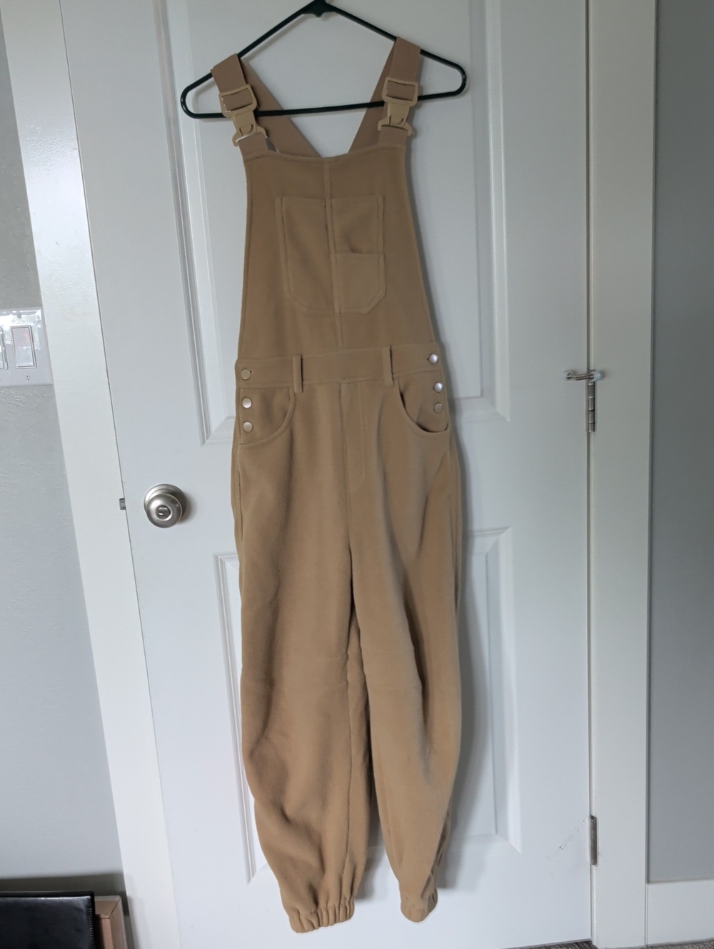 Women's Tan Cargo-Style Overalls